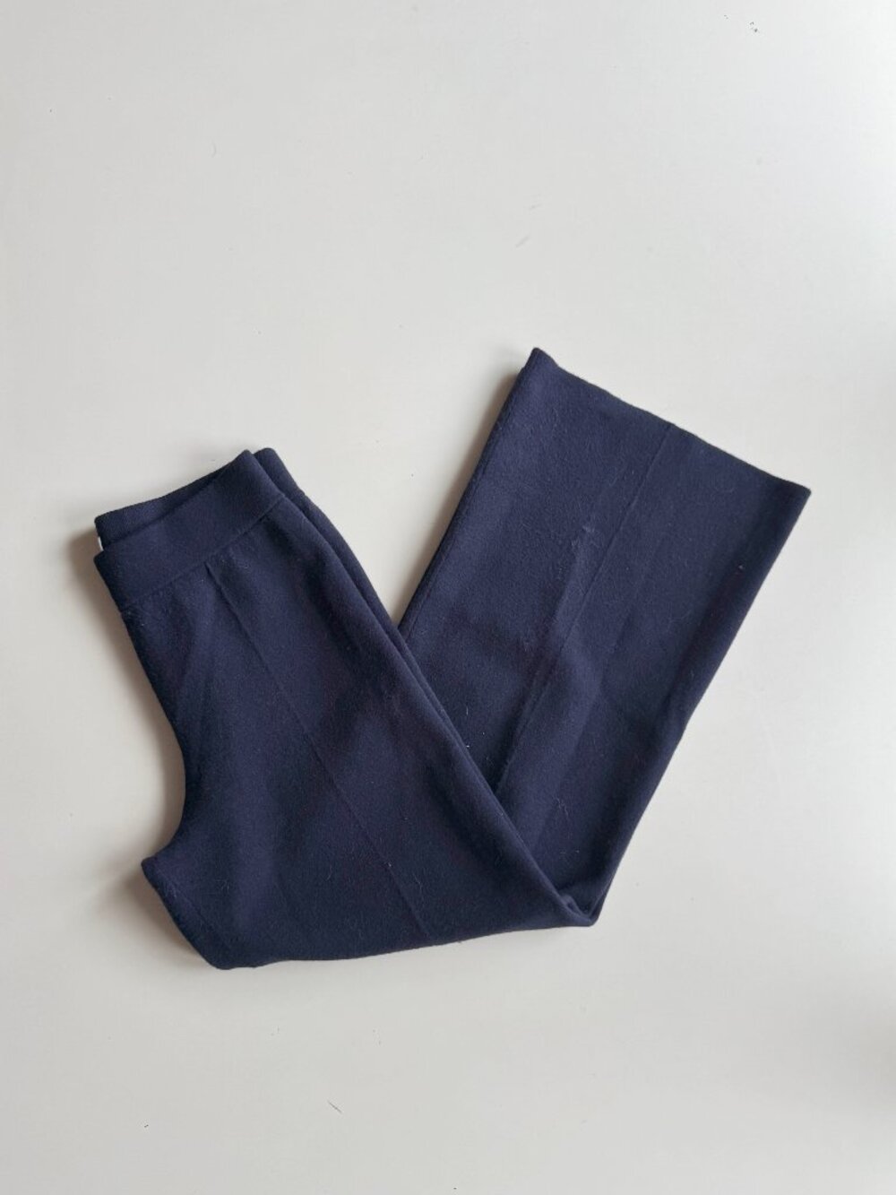 Aritzia WILFRED FREE Souvenir Navy Blue Knit High Waisted Wide Leg Pants, Size S